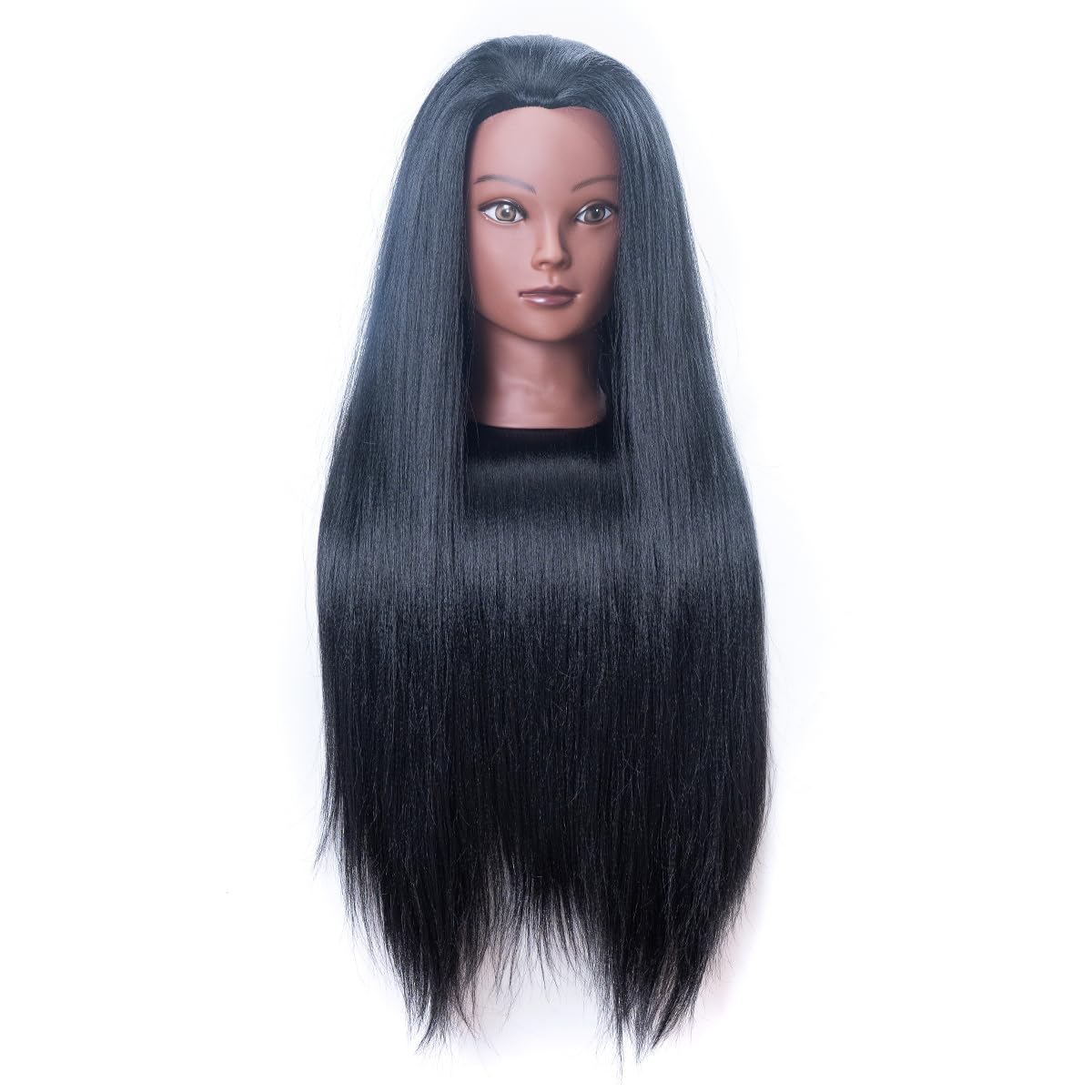 Mannequin Head with Hair 26" doll head for hair styling black | manikin head Cosmetology Doll Head Multicolored Synthetic Fiber Hair Table Clamp Stand Included)