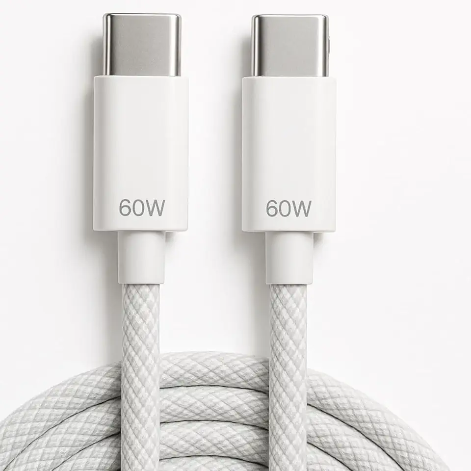 Cabo USB-C 60W 1m Nylon Reforçado para iPhone 15/16/17 e Android