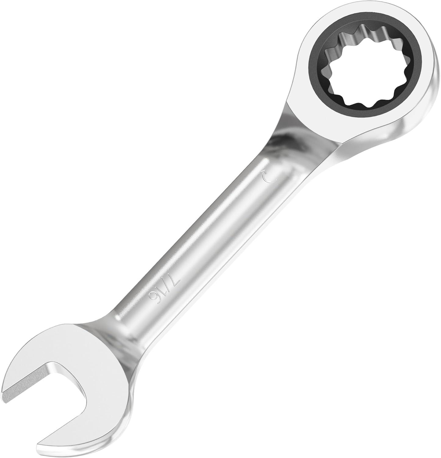 1/2 Inch Anti-slip Stubby Ratcheting Combination Wrench SAE 72 Teeth 12 Point Ratchet Box Ended and Open End Spanner Tools for Tight Space, Heat-Treated CR-V