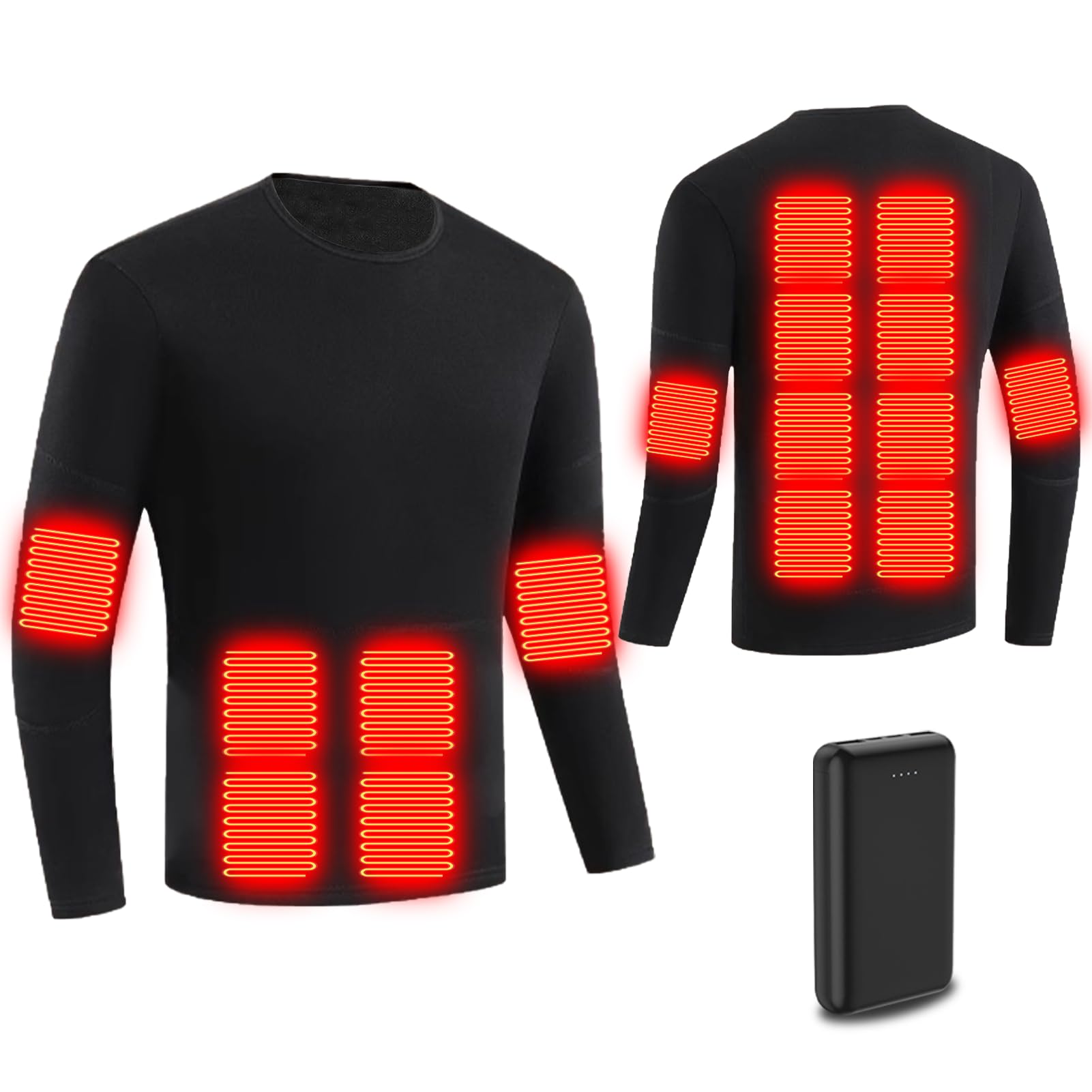 Camiseta Calefactable Hombre Mujer, Ropa Interior Térmica Calefactable, Termico Lavable Jersey Eléctrica para Camping Senderismo Esquí Pesca Moto al Aire Libre