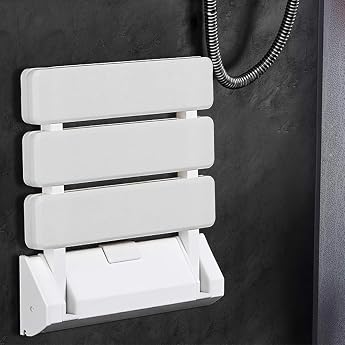HUOLE Folding Shower Seat Wall Mounted for Seniors - Shower Folding Seat for Wall Mounting, up to 150 kg - Folding Seat Showe