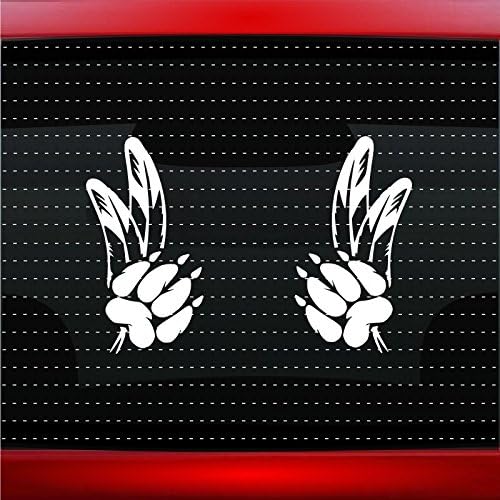 Calcomanía de vinilo para ventana de camión, diseño de pata de lobo # 5 pares, color blanco