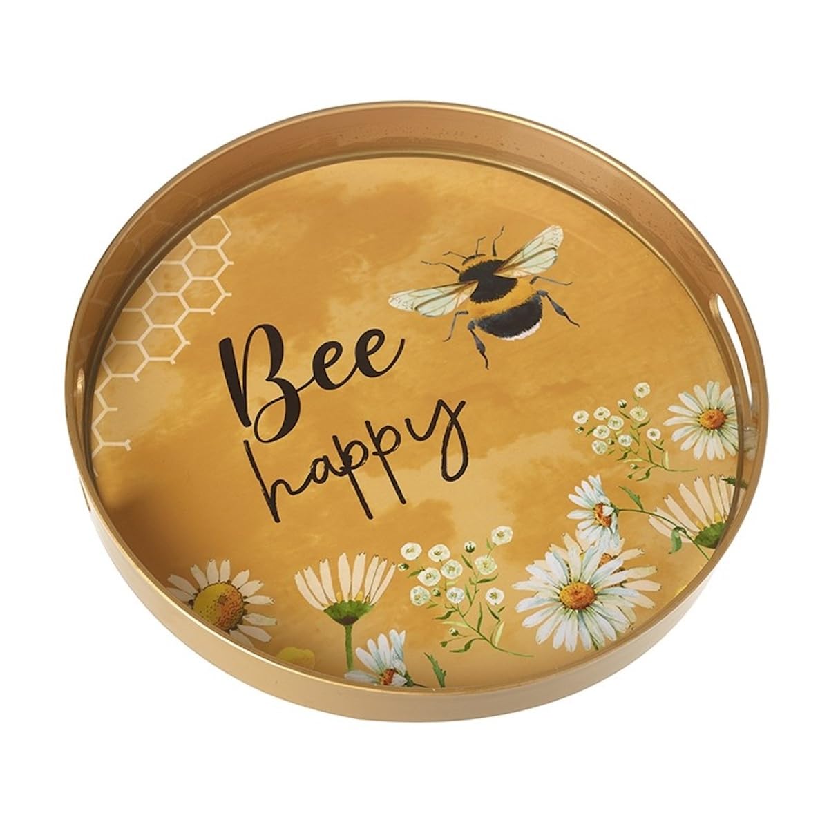 Heaven Sends Yellow Bee Happy Round Decorative Tray