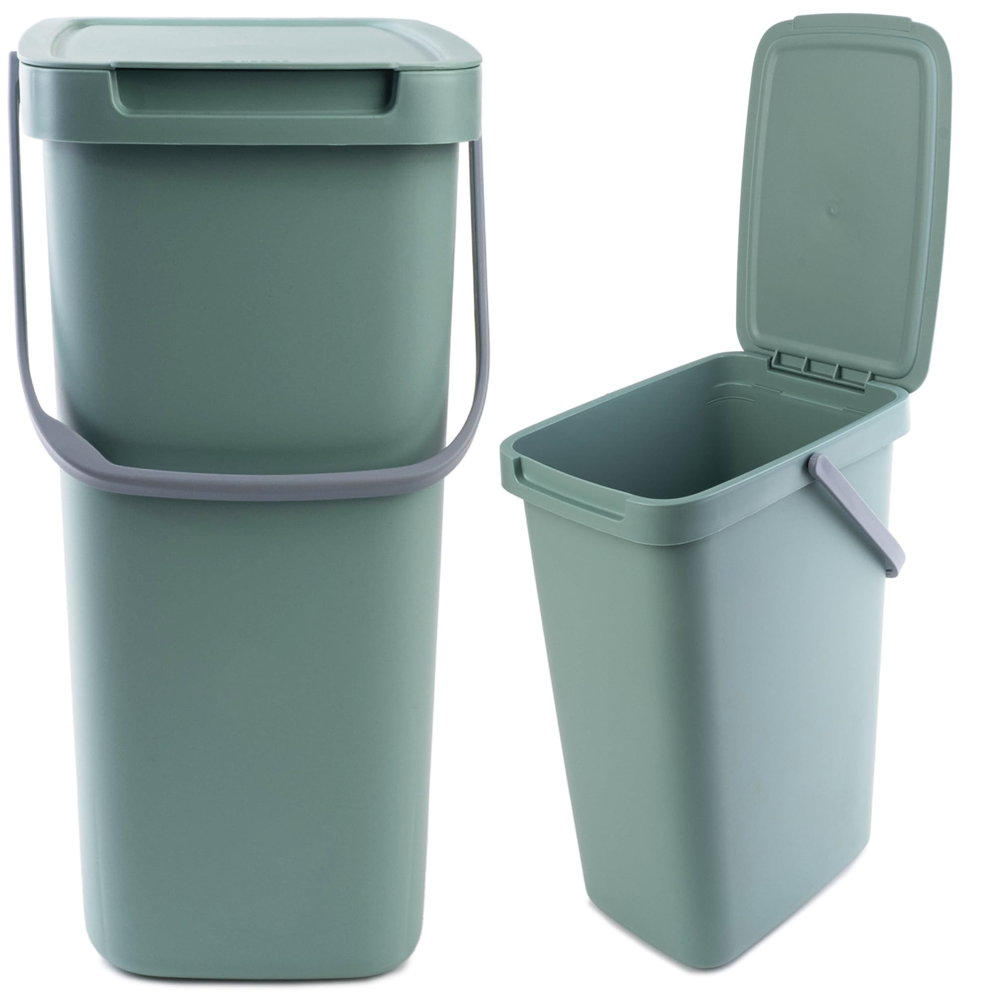 KADAX Poubelle 12 l Plastique rectangulaire avec Couvercle à charnière Vert
