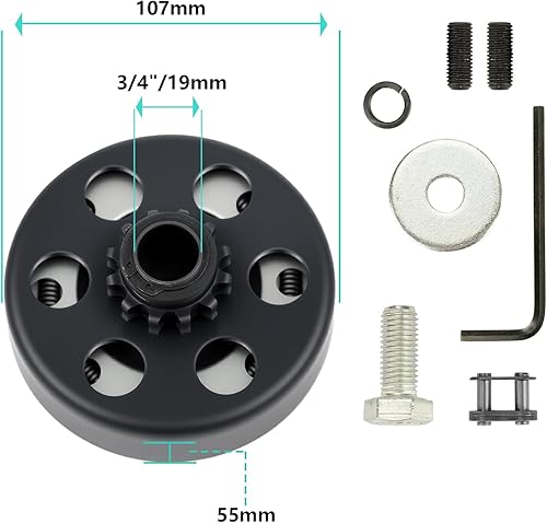 Miniatura 2 de Go Kart Embrague 34 de diámetro 12T con cadena #35, embrague centrífugo para Minibike y Fun Kart, compatible con Honda GX160, GX200, GX 140, GX120,