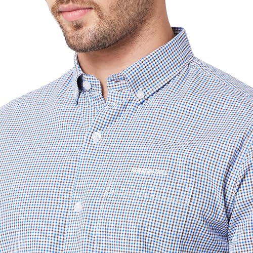 Image of KENNETH COLE New York Mens Slim Fit Cotton Spread Collar Long Sleeve Patch Pocket at Chest Casual Shirt