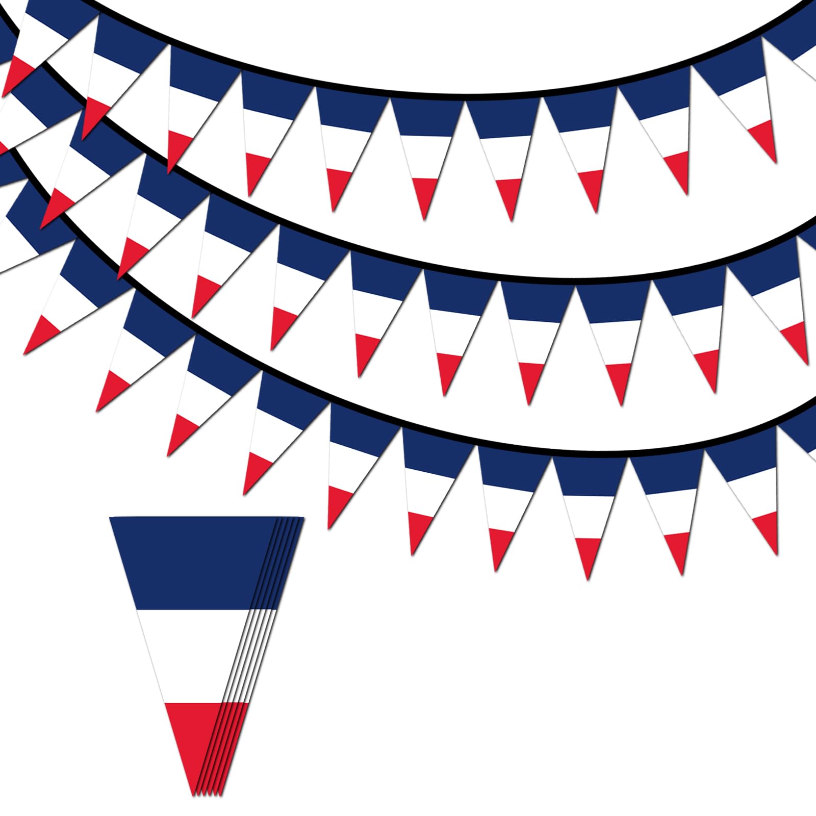 10m French Flag Bunting 30pcs Flags for Fifa World Cup Football 2026 Decorations,Double Sided France Flag Bunting Banner for Eurovision Euro Football Garden Street Outdoor French Party Decorations