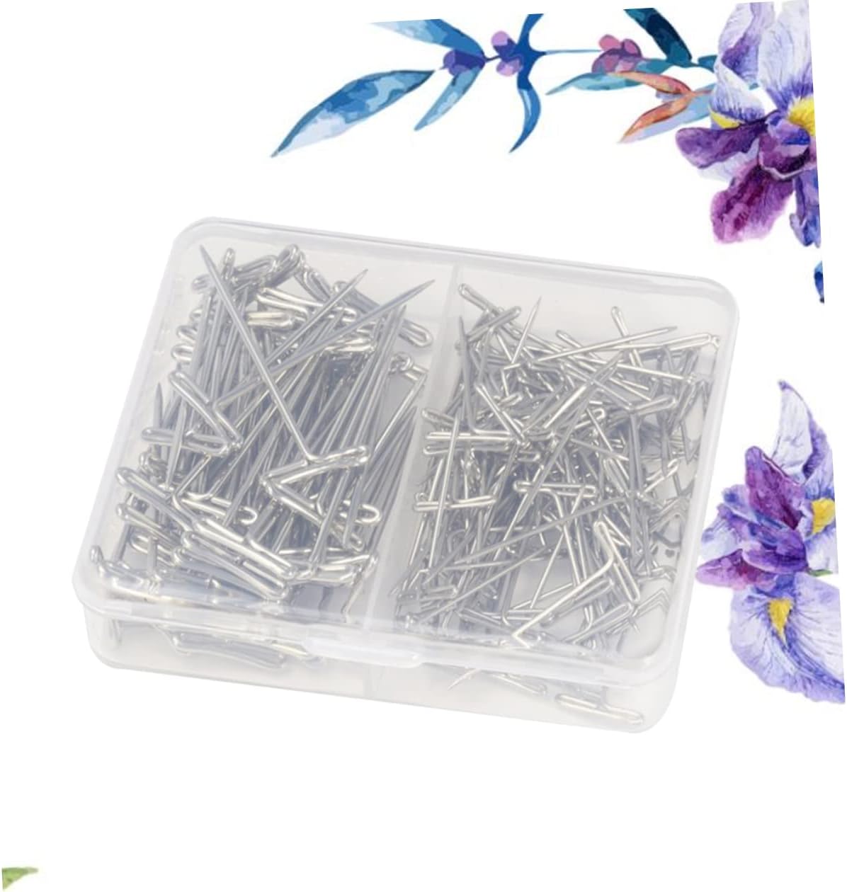 110pcs Metal T-pins Wig T-pins Set 38mm 51mm for Wigs Blocking Knitting Plastic Box