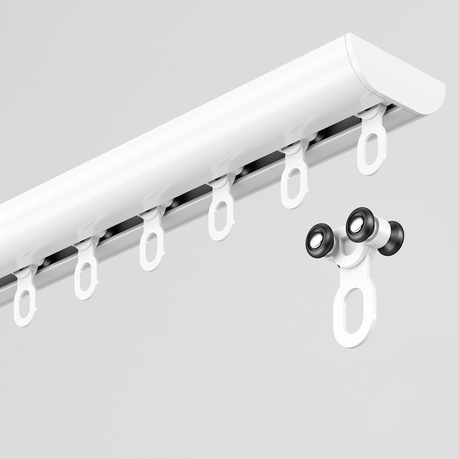 Pista di Tenda del soffitto, Binario in Alluminio, Nero, Bianco, Pista per Tende scorrevoli per Il Bagno per la casa in Ufficio divisore