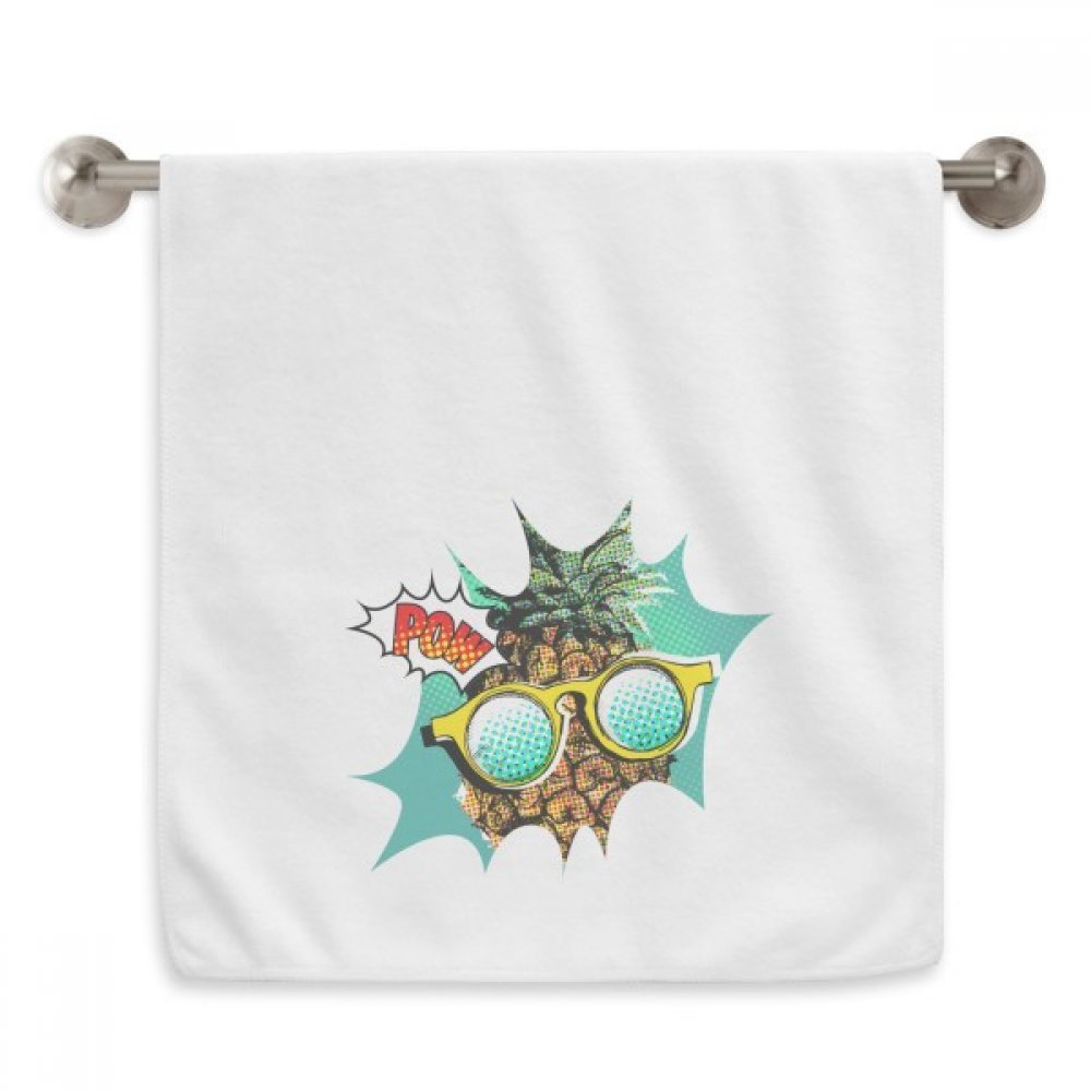 Serviette ananas style comic en coton blanc 13x29 pouces pour le visage
