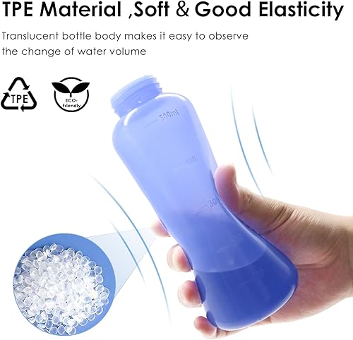 Miniatura 2 de RUFCRIL Peri Bottle - Bidé de viaje portátil con bolsa, material TPE se puede hervir, 17 onzas  16.9 fl oz con 2 anillos de sellado, esenciales para