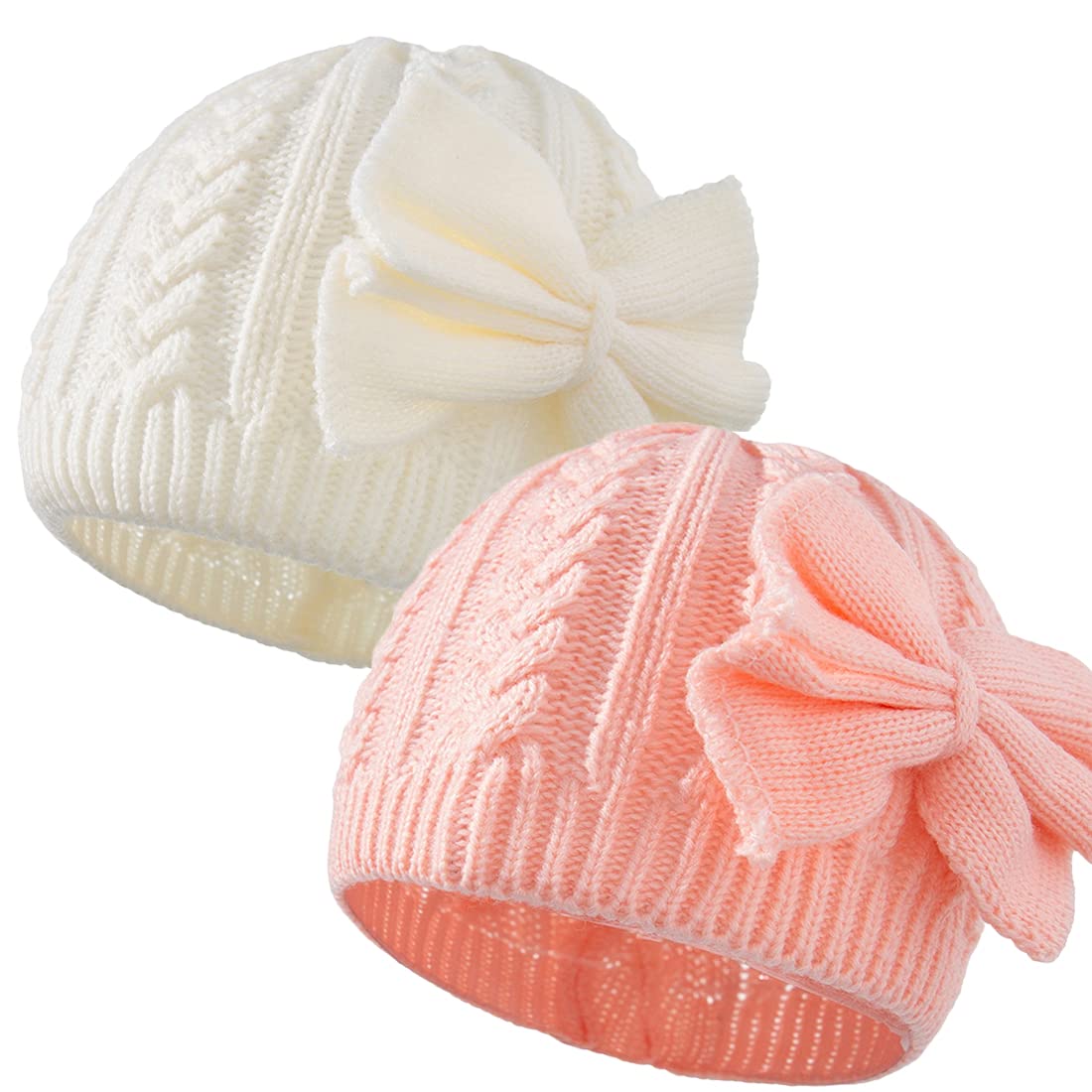 Toddler Winter Warm Beanie Baby Hat for Girls, Infant Toddler Girls Hat Cute Big Bow Warm Beanie