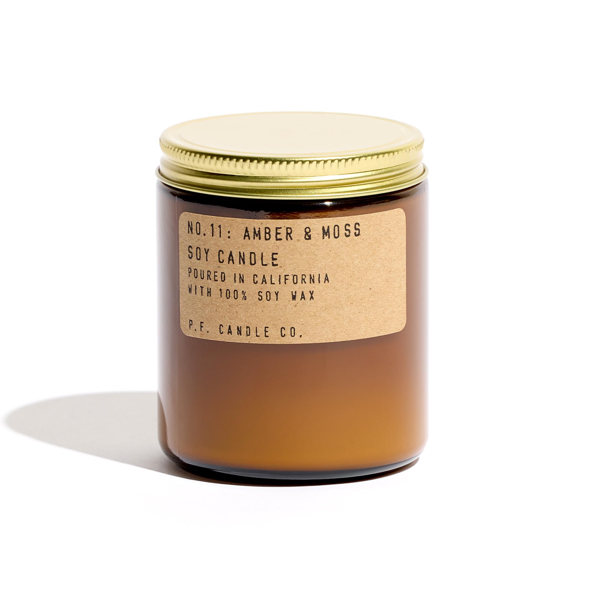 P.F. Candle Co. - No. 11: Amber & Moss Soy Candle 7.2 oz Medium, Brown, SC11