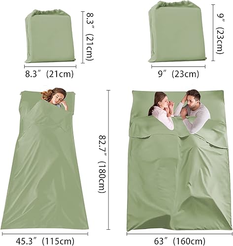 Miniatura 4 de Saco de dormir con forro transpirable para hotel, compacto, portátil, para viajes, camping, saco de dormir para adultos, ligero, doble mochilero