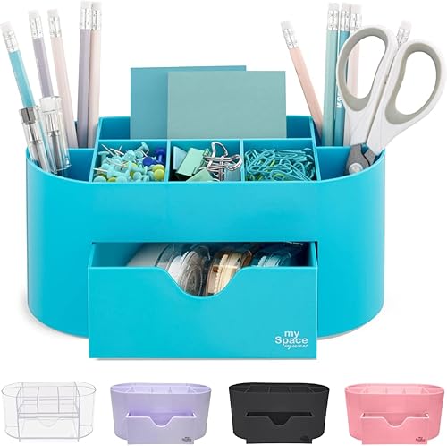 Blue Desk Organizer Acrylic, Office Supplies and Desk Accessories Pen Holder Office Organization Desktop Organizer for Room College Dorm Home School