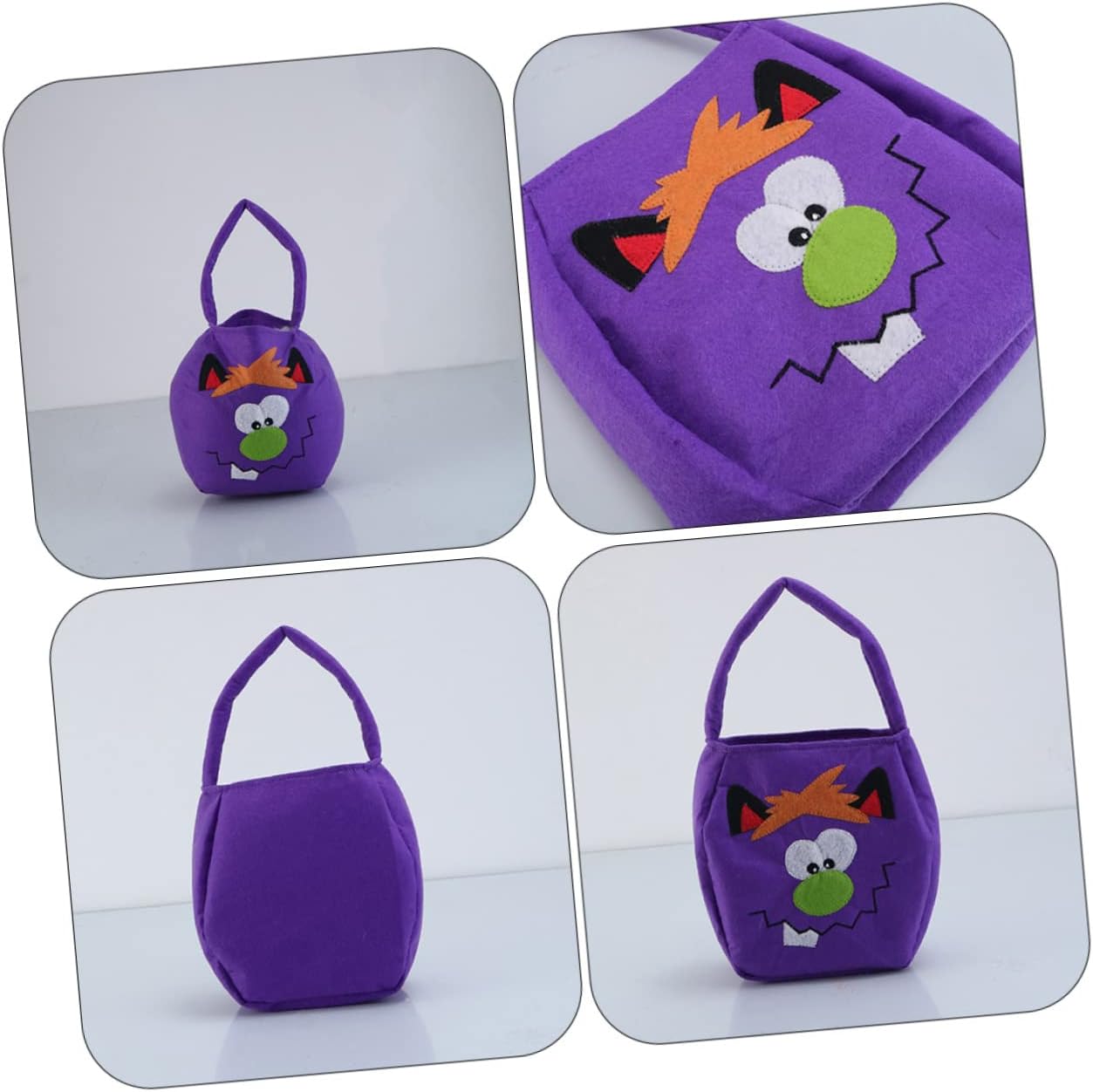 WHAMVOX Halloween Candy Pouch Purple Short Plush Handheld Storage Bag image 2