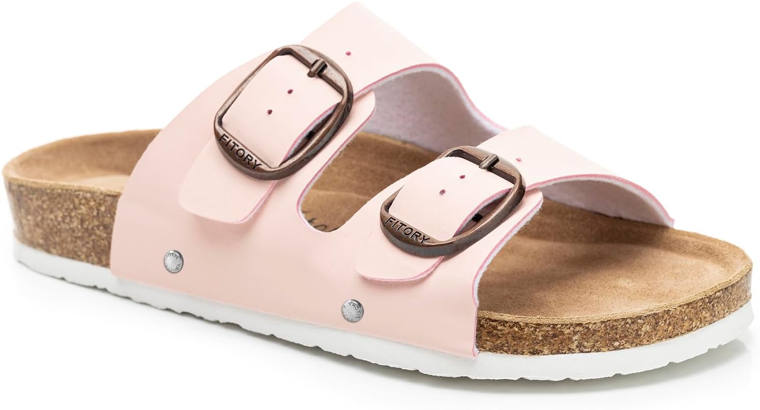 FITORY Womens Flat Sandals with Cork Footbed, Open Toe Slides Adjustable Slip On Slippers for Summer Size 6-11 - Image 6