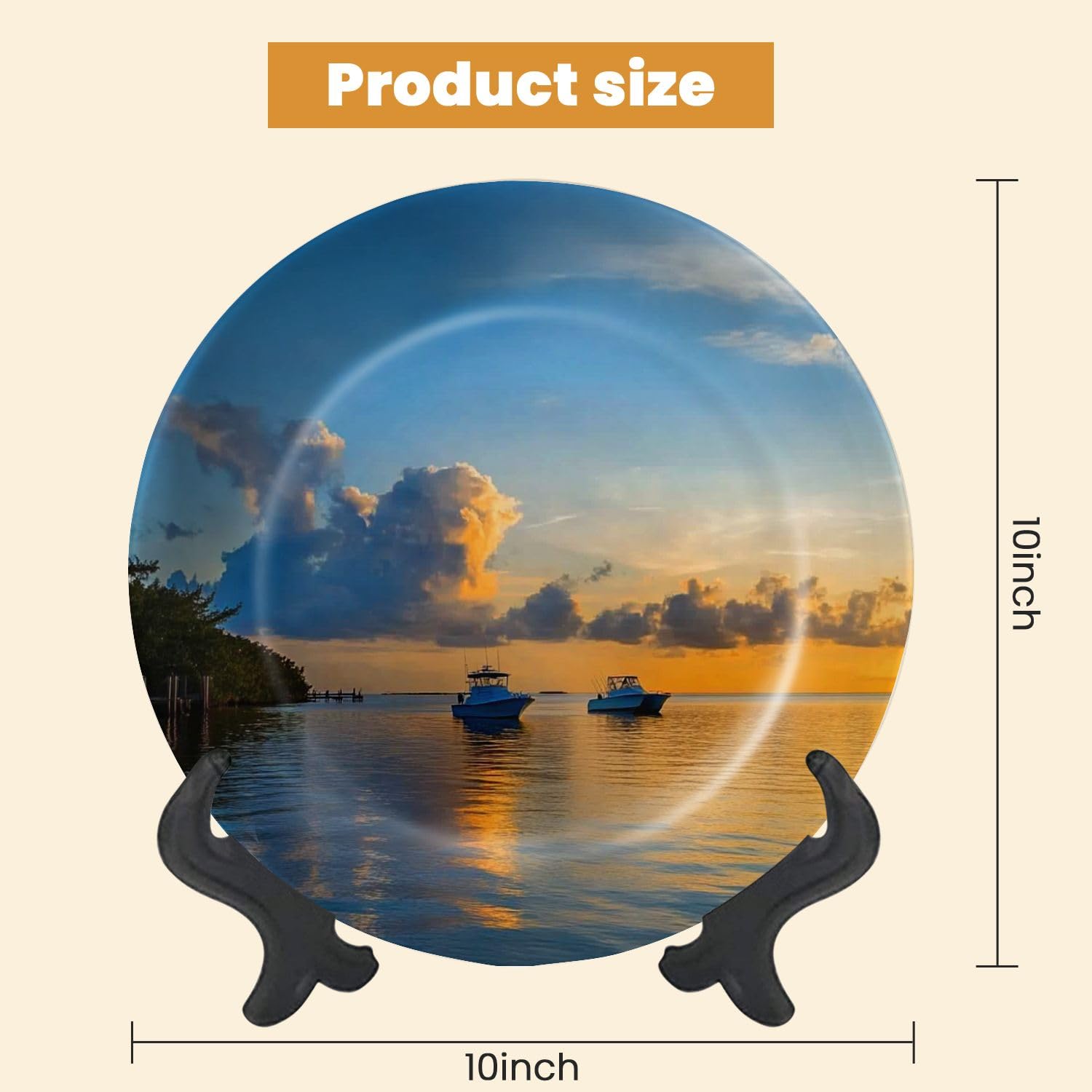 Decorative Plates for Display Florida Keys scene Isla Morada Gift Plates Ceramic Collections Plates Hanging Artwork for Living Dining Room Kitchen Souvenir