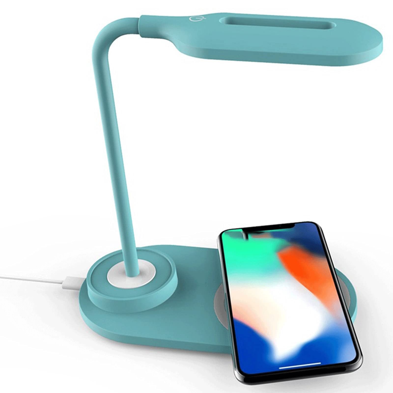 Dimmbare LED-Schreibtischlampe kabelloses Aufladen Nachtlicht für Telefon blaue Tischlampe mit einstellbarer Helligkeit modernes Nachttischlicht für Schlafzimmer und Büro