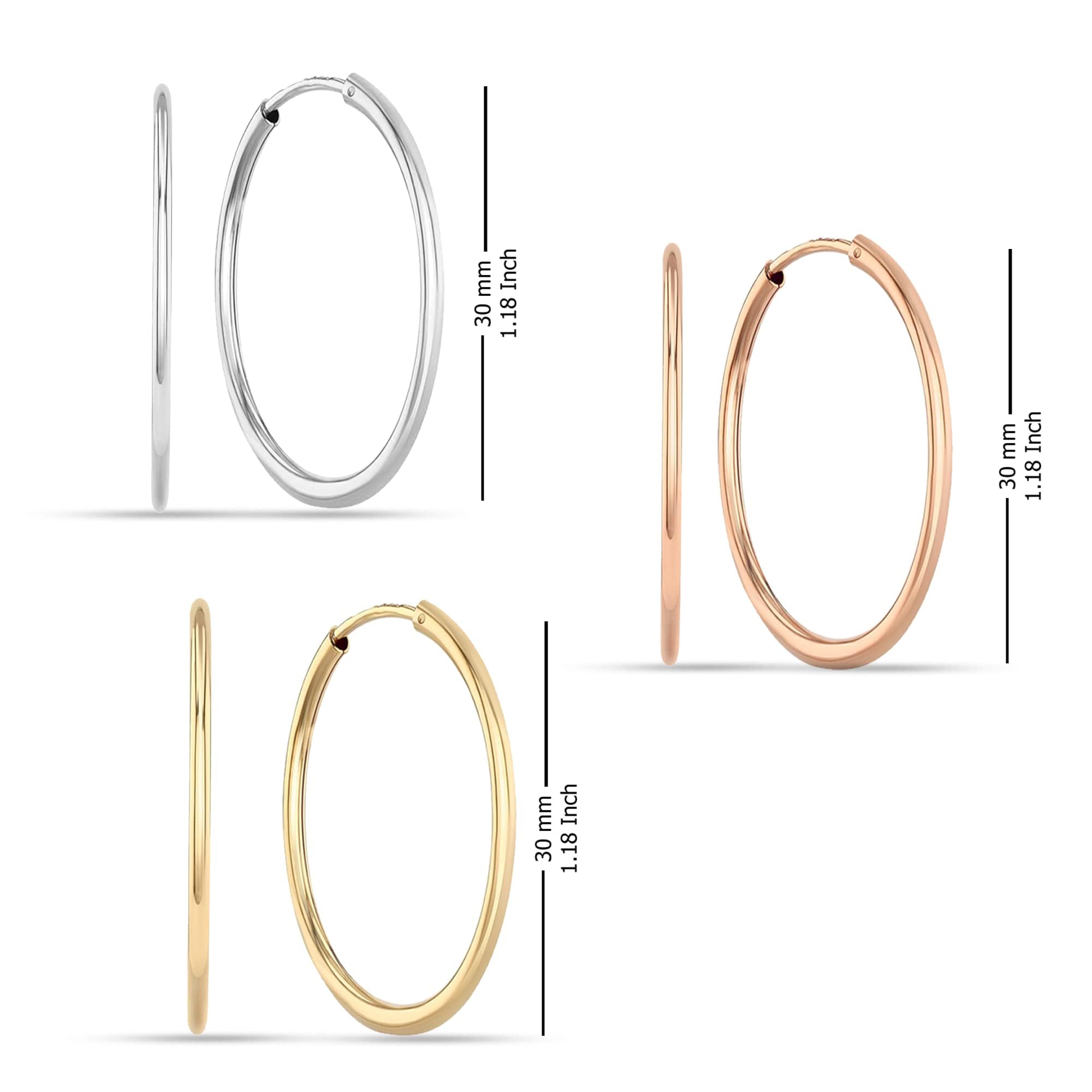 Charmsy 925 Sterling Silver Elegant 925 Sterling Silver Endless Hoop Earrings, Multi - Image 4