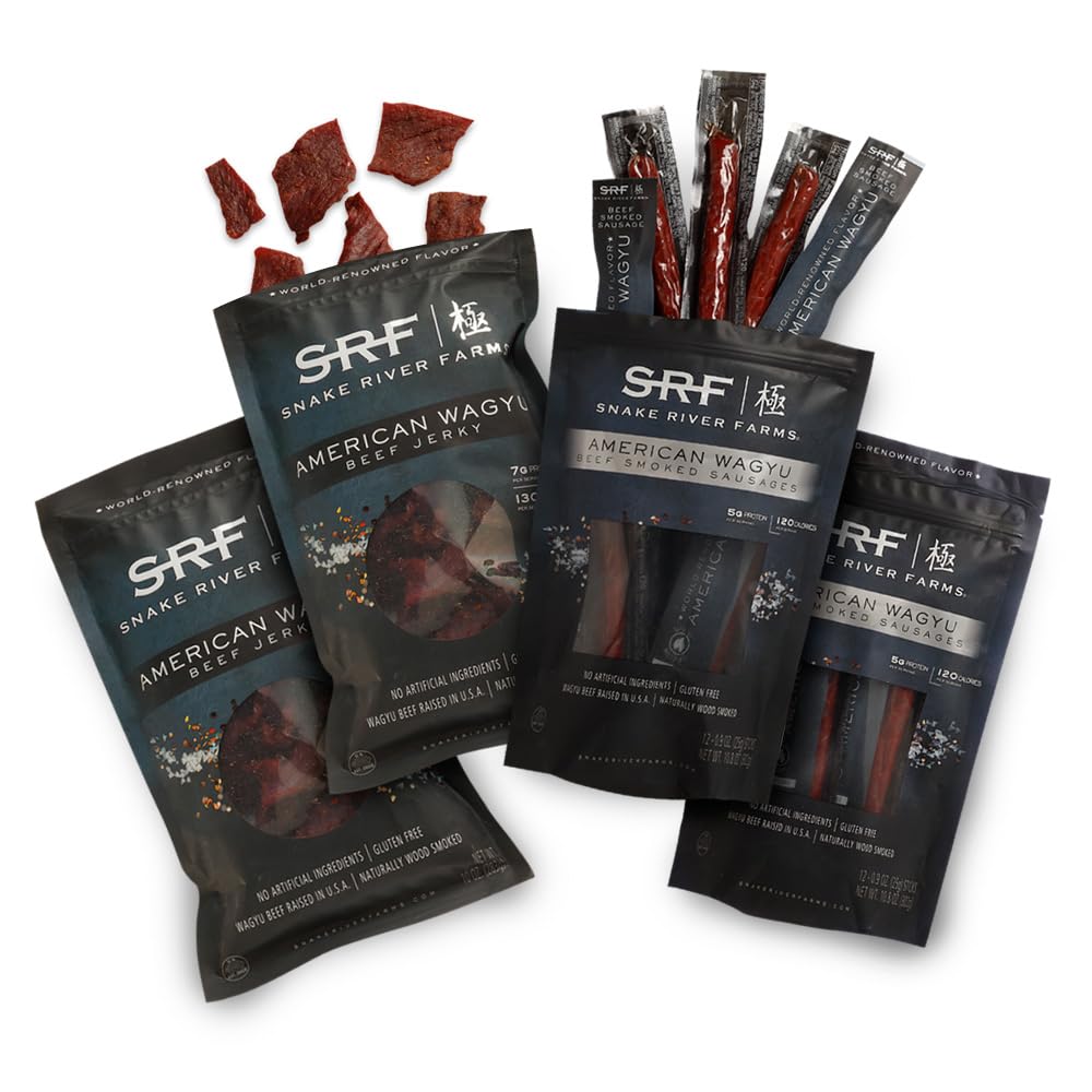 Wagyu Smoked Beef Stick/Jerky Combo 4 Pack, Snake River Farms