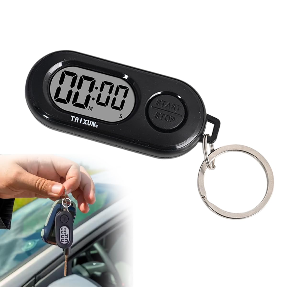 CYBRIDGE スポーツタイマー ストップウォッチ 小型 キーホルダー付き デジタルタイマー LCDディスプレ 多機能カウントダウンクロック 携帯便利 ボタン電池内蔵 勉強・料理・トレーニング・ランニング用 遊び場 学校 教室 トレ一ニングでの使用に最適 ブラック