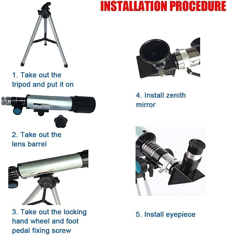Astronomical Telescope for Children Adults Beginners Refractor Astronomical Telescope with Tripod 50mm monocular Telescope Beautiful Home