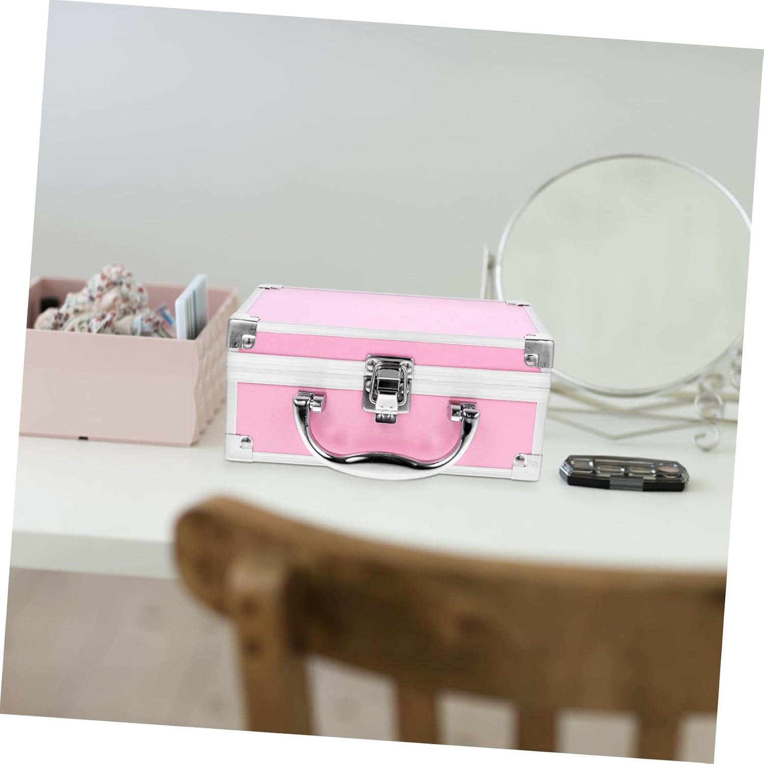 Small Cosmetic Travel Case Makeup Suitcase Organizer Aluminum Case for Nail Supplies