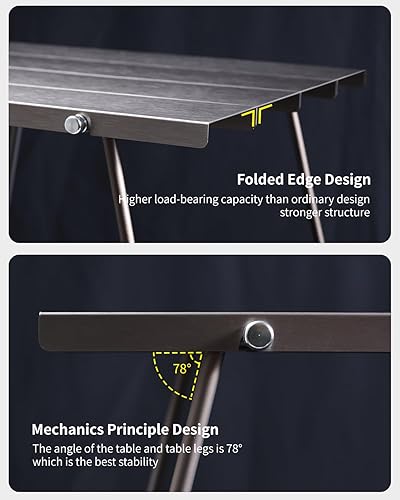 Miniatura 7 de Mesa de camping portátil, mesa de campamento plegable de aluminio ultraligero, pequeña mesa auxiliar al aire libre con bolsa de transporte para