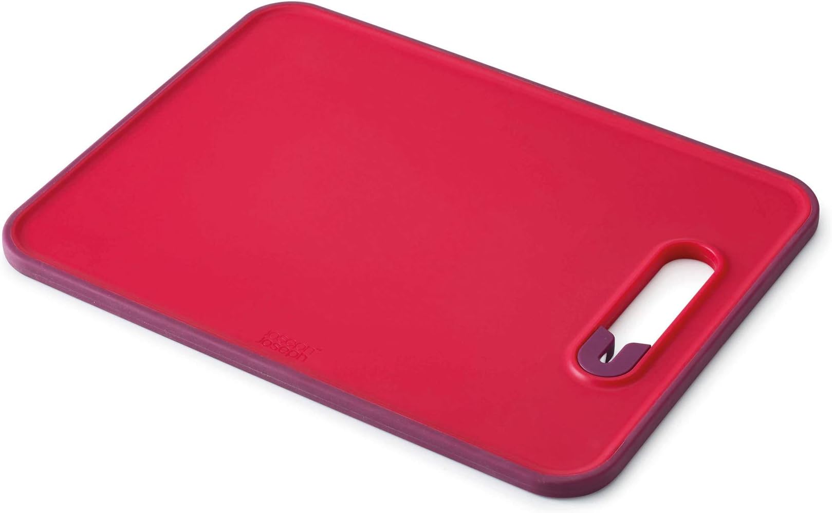 Joseph Joseph Slice & Sharpen Cutting Board with Integrated Knife Sharpener, Large, Red