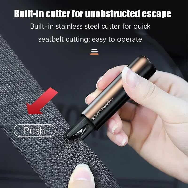 Safe Hero Life Flash Hammer Car Window Breaker Glass Breaker and Seatbelt Cutter Car Safety Hammer Emergency Escape Tool Spring Loaded Window Punch Car Auto Rescue Tool Auto Accessory (2PCS) — view 2