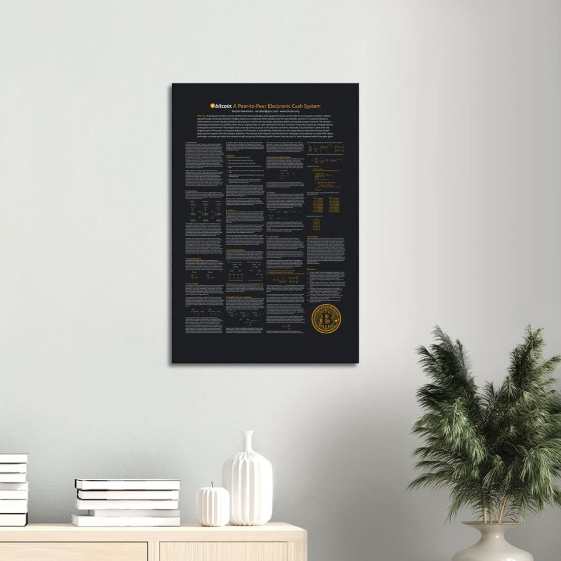 Amazon.com: 比特幣白皮書海報點對點電子現金系統中本聰白皮書比特幣白皮書海報印刷牆壁圖片適用於辦公室居家裝飾無框裝飾24 * 32 英吋x 1