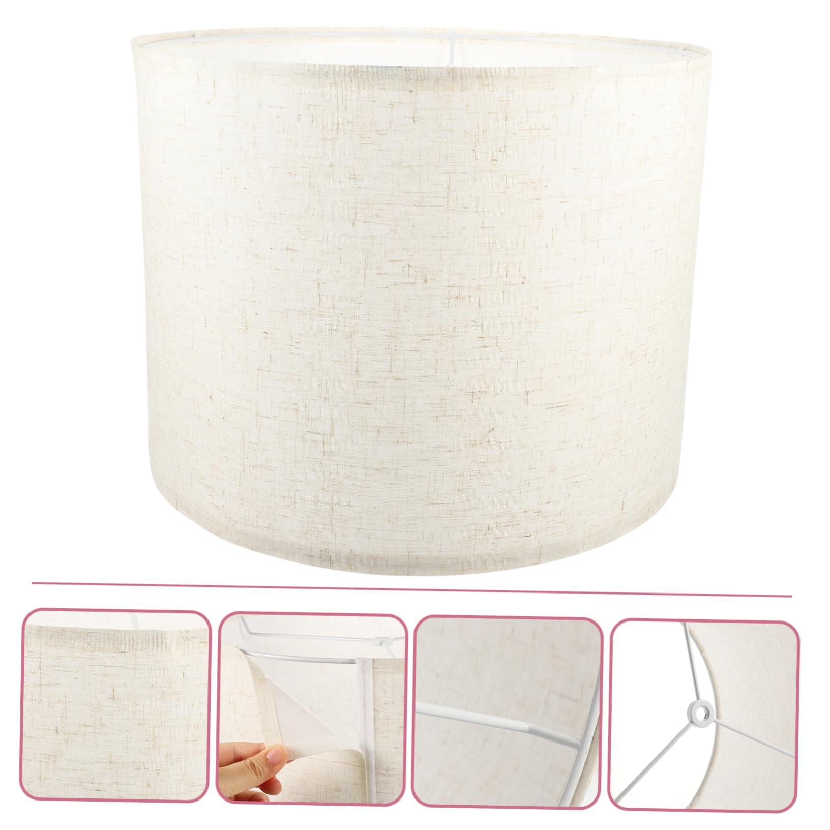 Hemobllo Pantalla Lámpara Mesa de Lino Beige Redonda para Lámparas Sobremesa Función Protectora y Diseño Simple Adecuado para Oficina y Hotel