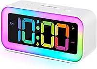 Cadmos Loud Alarm Clock for Heavy Sleepers with Dynamic RGB Night Light, Dual Alarms, USB Charger, Dimmer - Bedside Clock for Kids, Teens, Seniors (White)
