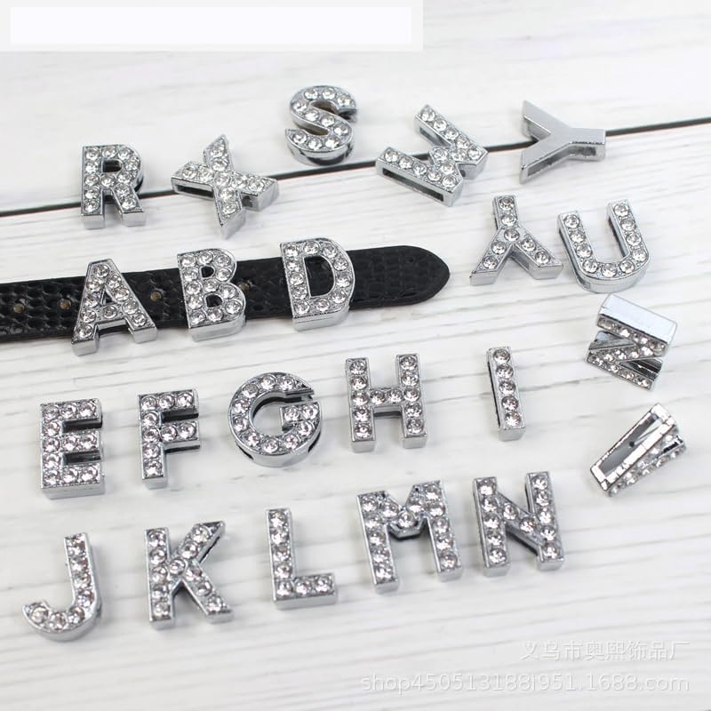 Dstertech Pack of 130pcs 10mm Slide Charms for DIY Jewelry Making, 10mm Letter Charms Jewelry Pendants for 8mm Slide Jewelry Making Bracelets Necklace and Crafting-10mm - Image 3