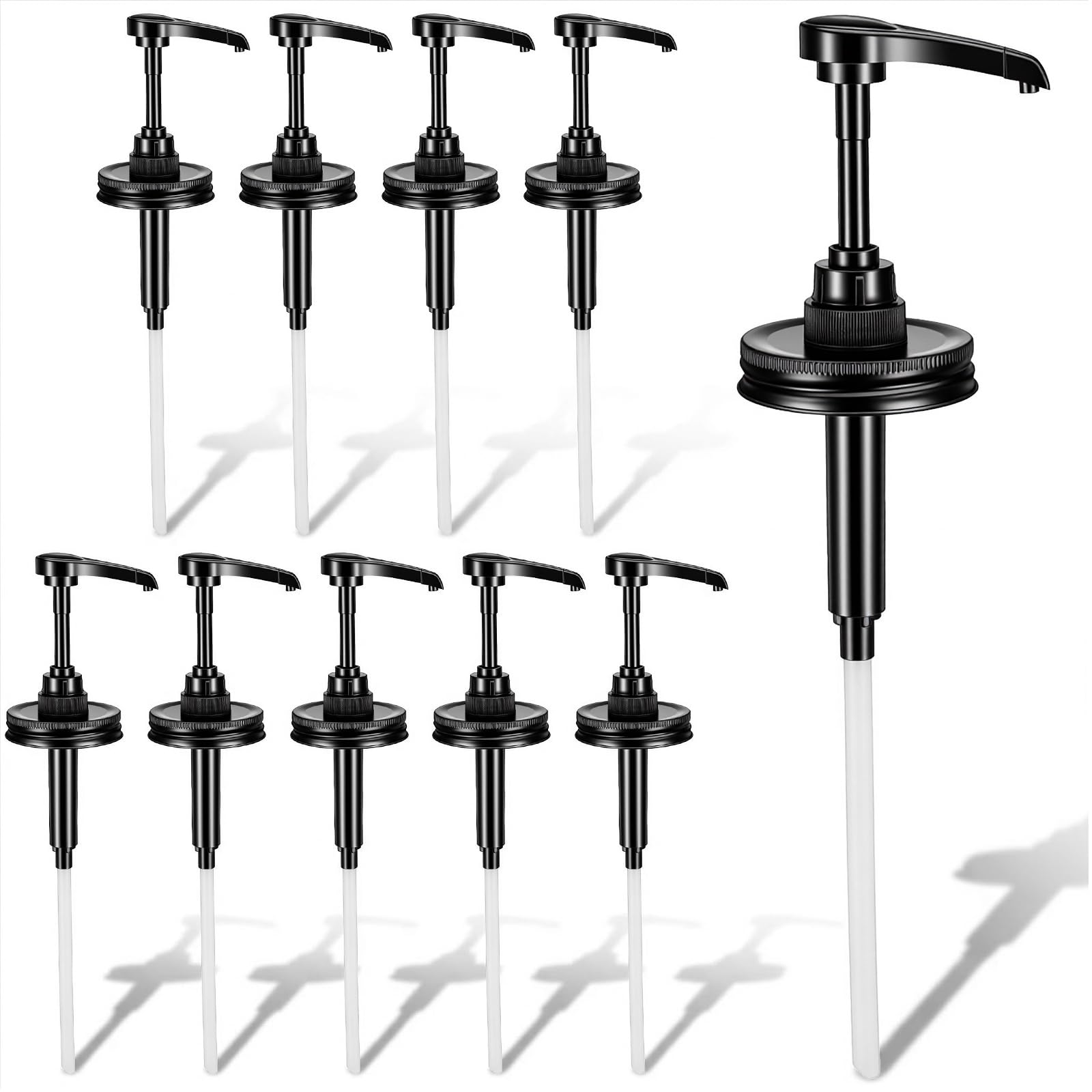 Photo 1 of 10 Pack Mason Jar Syrup Dispenser, Sauce Dispenser Pump Lids for Regular Mouth Jars, Rustproof Plastic Pump for Coffee Syrup, Honey, Ketchup, Liquid Condiments