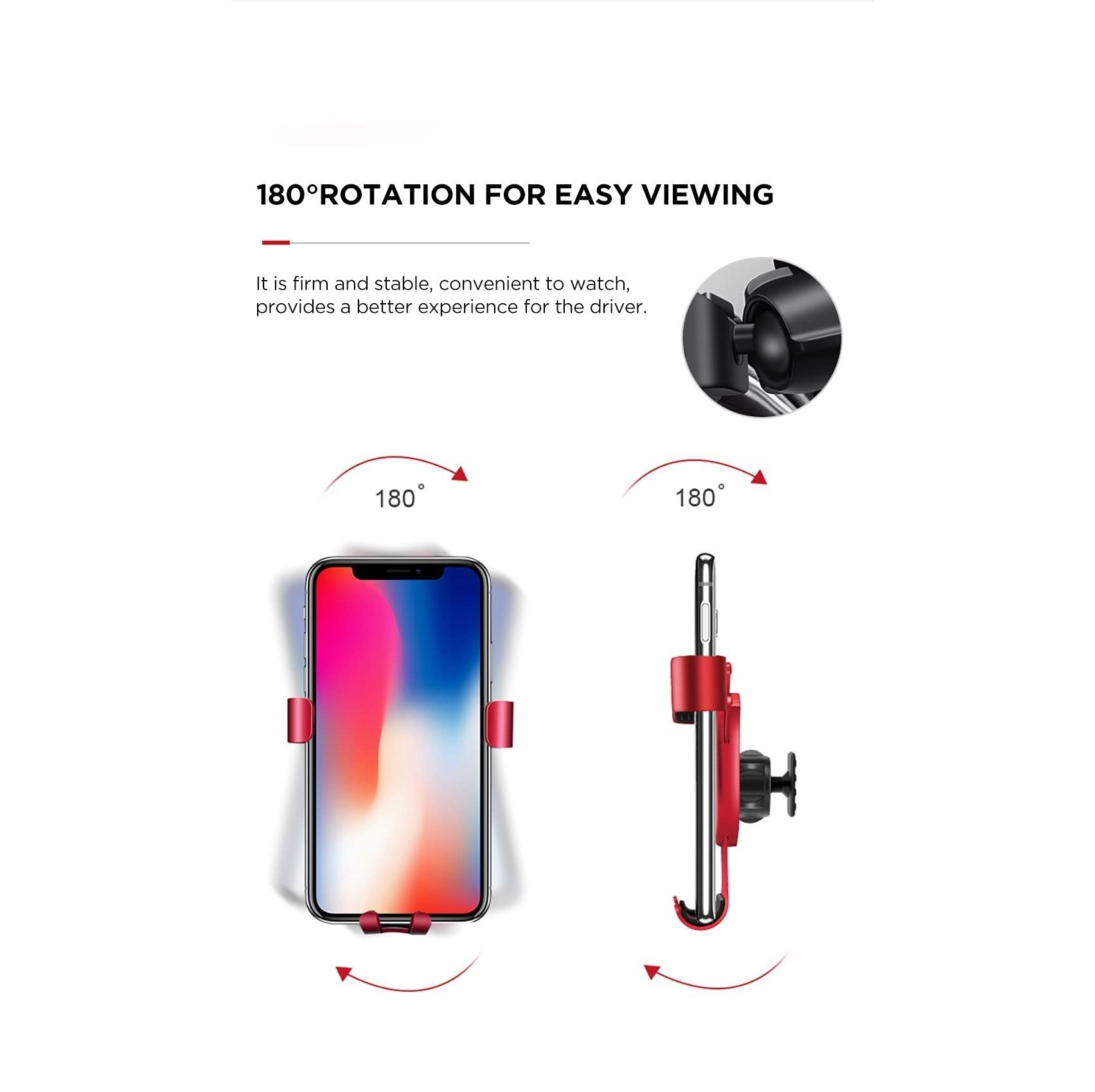 Smartfon Uchwyt Do Samochodu Uchwyt Na Telefon Uchwyt Do Montażu Otworu Wentylacyjnego 180 Stopni Samochodowy GPS Do Modelu Uniwersalnego Wspornik Nawigacyjny (Color : Nero)