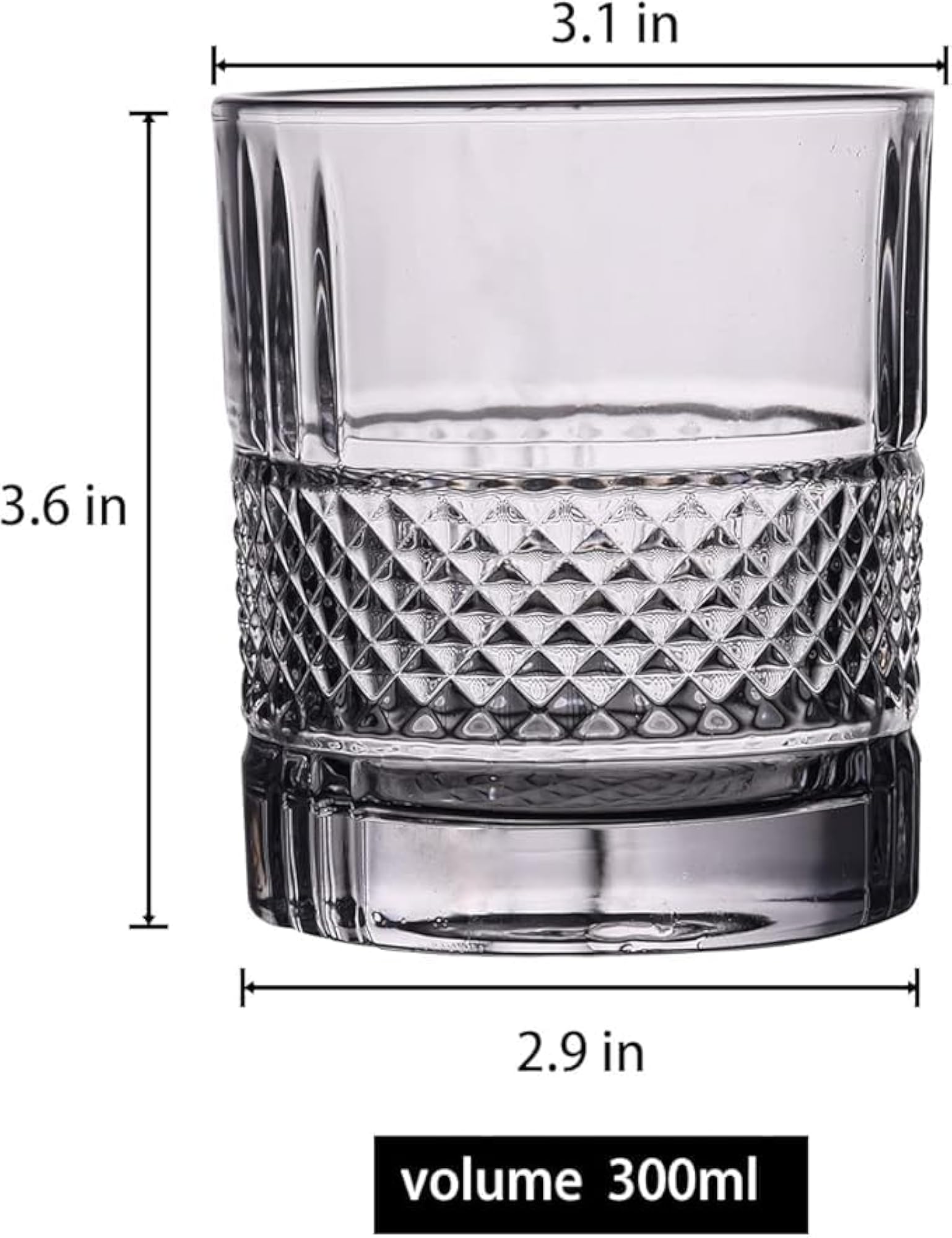 Crystal Whiskey Glasses, Cut Glass Design, Set of 1