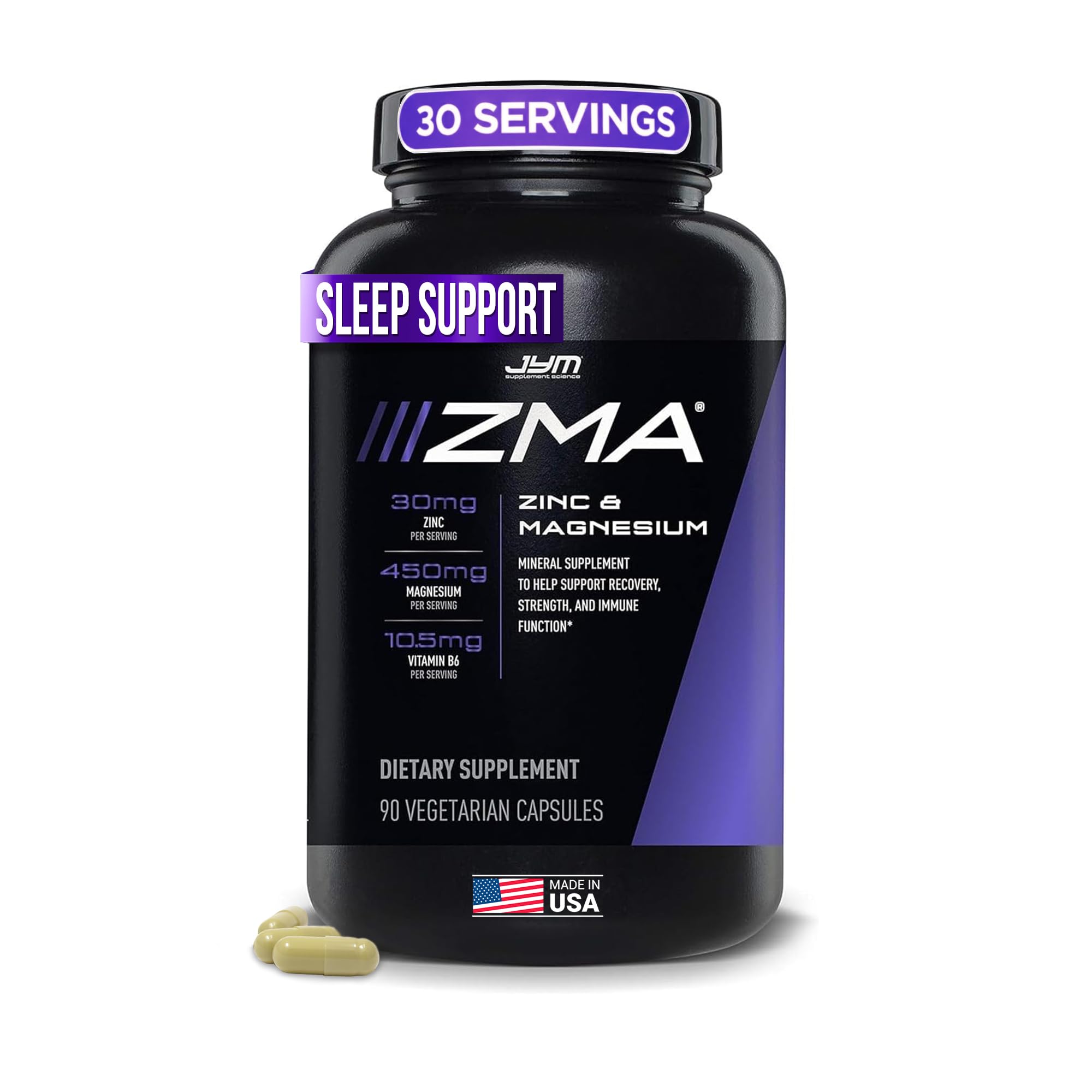 ZMA JYM, Zinc & Magnesium Supplement - Zinc, Magnesium and Vitamin B6, YM Supplement Science, 90 Vegetarian Capsules