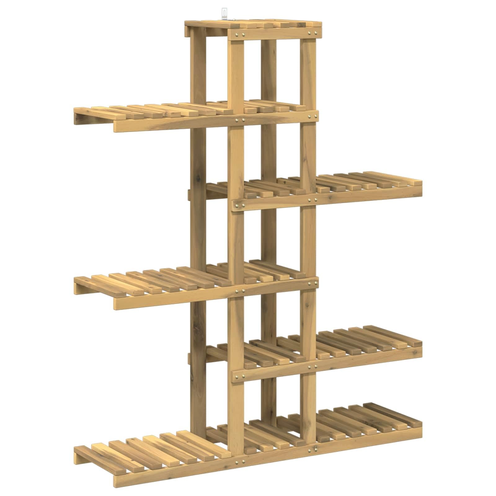 vidaXL Supporto per piante Bianco 93 x 25 x 114,5 cm, Supporto per piante in legno di acacia, decorazione moderna per giardino, espositore elevato per patio e balcone