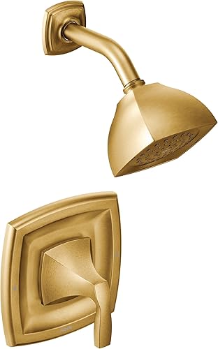 Moen Voss T2692BG Posi-Temp Posi-Temp - Moldura de ducha de equilibrio de presión de oro cepillado con cabezal de ducha y manija de ducha, requiere