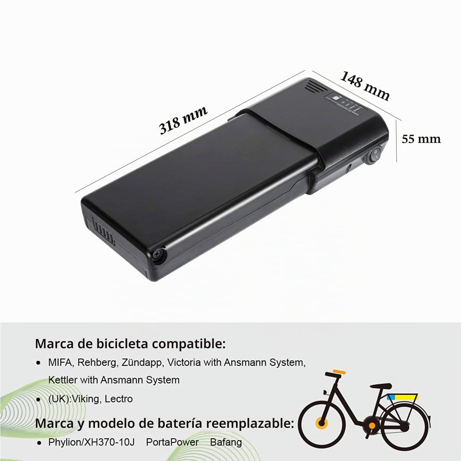 Ebike Batería 36V 14AH 48V 10.5AH Lithium-Ion Batería, con Cargador, para Bicicleta Eléctrica MIFA, Prophete, Ansmann, Phylion, PortaPower