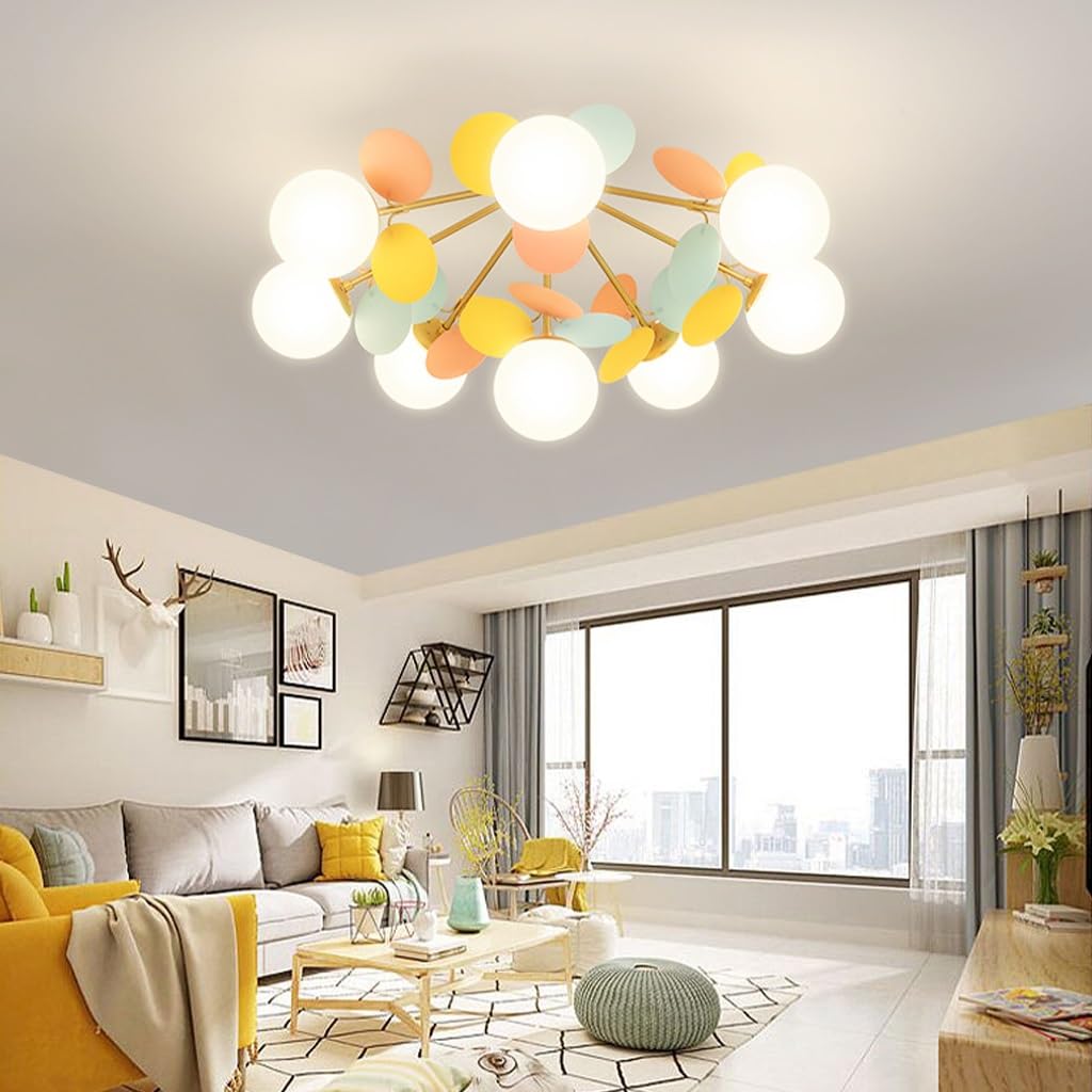 RuiRfh 8 Light G9 Glass Globe Sputnik Chandelier Matte Gold Mid Century Modern Ceiling Light Fixture Adjustable Vintage Hanging Pendant Lighting for Dining Room Kitchen Bedroom Farmhouse (Color : Col