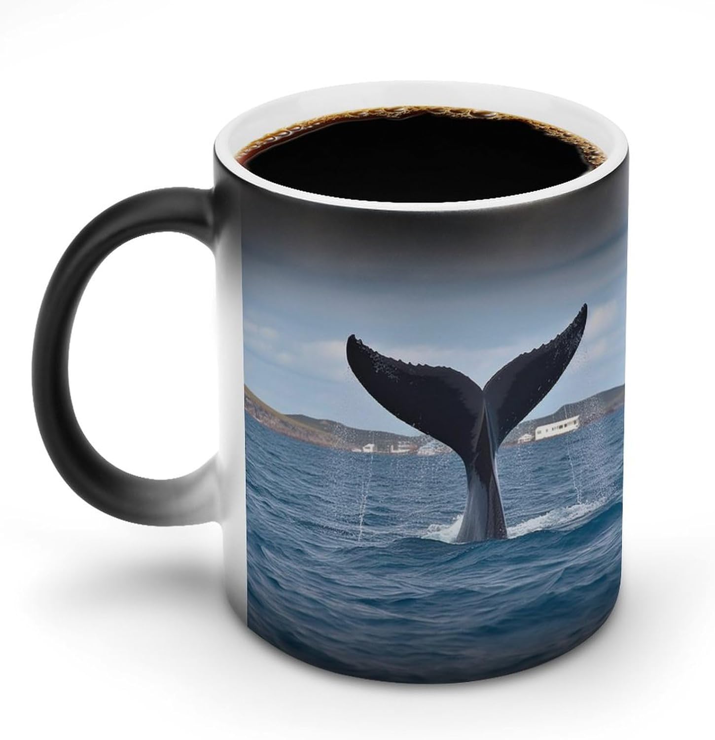 Color Changing Mug Whale Tail Printed Ceramic Coffee Mug Heat Changing Sensitive Mug Magic Heat Changing Coffee Mug Novelty Coffee Mugs