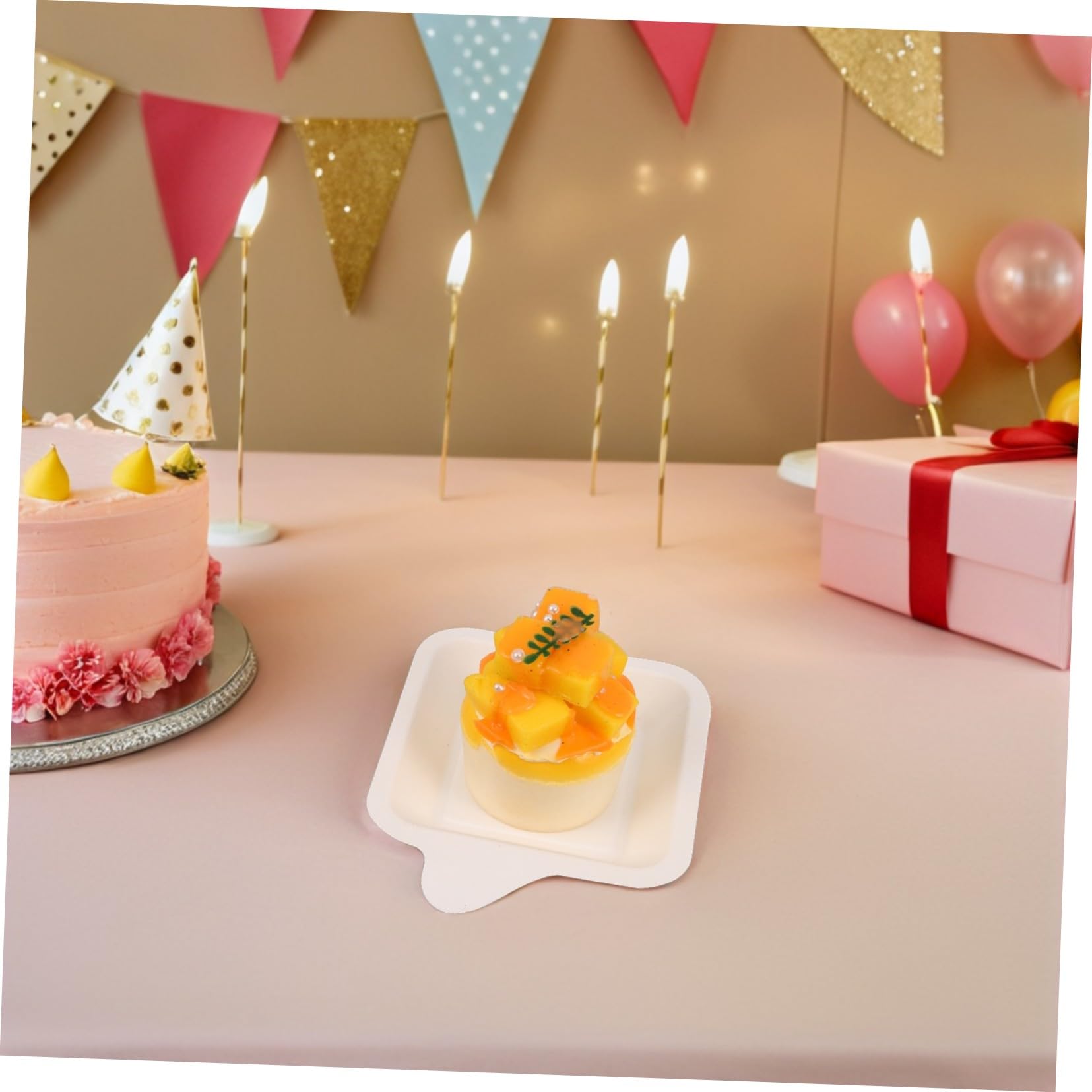 UKCOCO Platos de Papel Cuadrados para Pastel y Postres 100 Piezas Blanco
