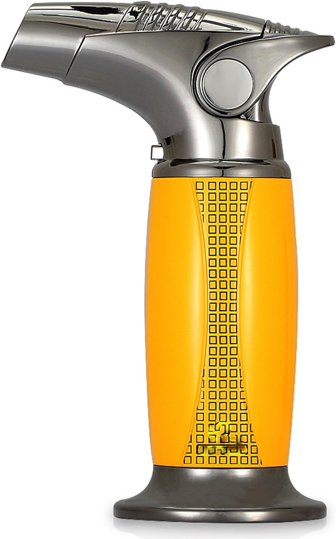 Windproof jet-frame lighter with safety lock, flame adjustment, refill. Perfect for outdoor sports enthusiasts and baking and grilling in the kitchen. (Yellow)