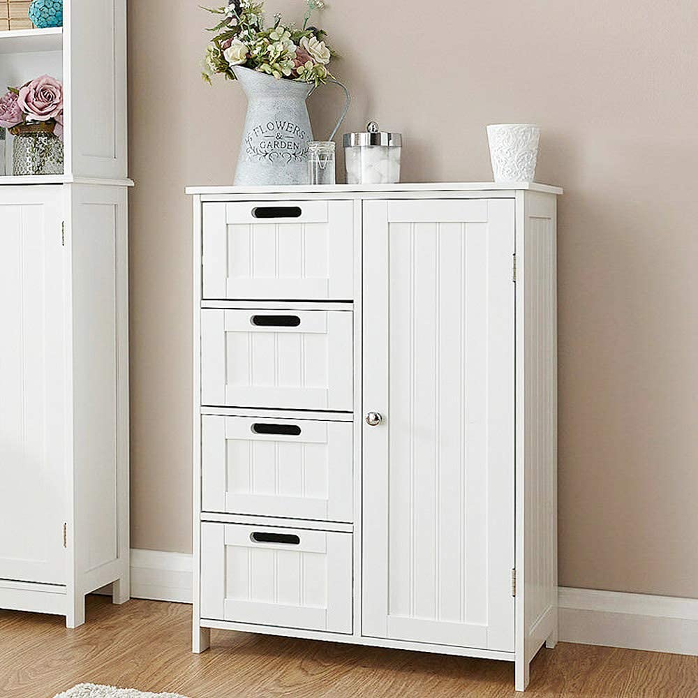 Bakaji - Mueble de baño 4 cajones + Puerta 2 estantes, Madera, Varios
