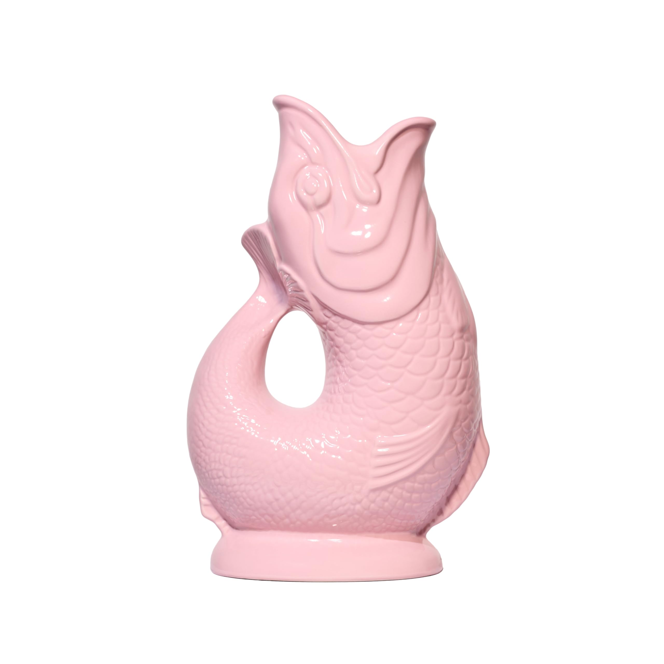 The Original Gluggle Jug - Baby Pink Glug Jug in XL, 28cm 1.4L - Gug Glug Fish Shaped Jug - Decorative Glugging Water, Cocktail, Wine & Gin Pitcher, Decanter or Vase - Hand Made in Britain