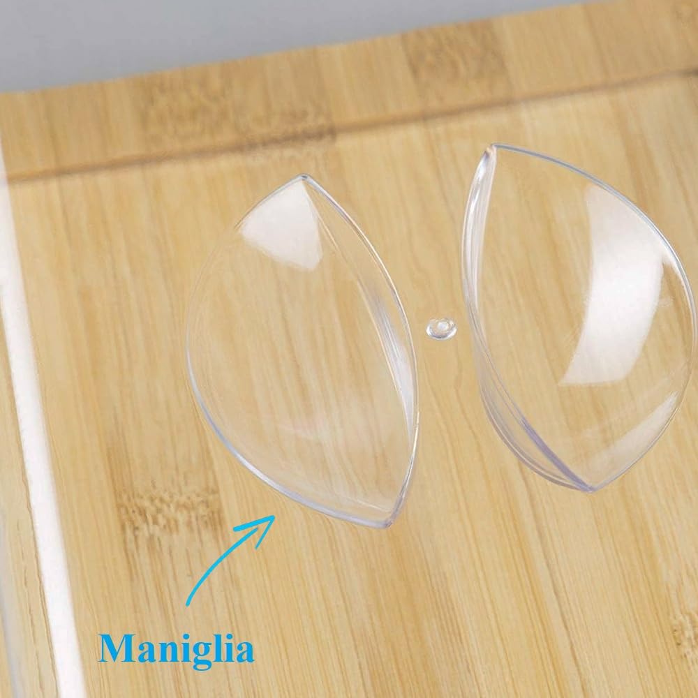 Paluplus Tagliere Rettangolare in Legno di bambù con Coperchio, Misura 24x18,5x8,5 cm, Vassoio con Maniglia, Piatto da servita per Formaggi, Salumi, Snack, Aperitivo -5998F