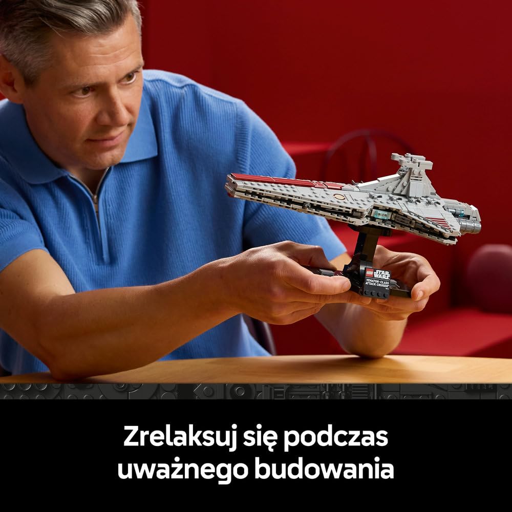 LEGO Star Wars Krążownik szturmowy typu Venator 75441 | Model statku kosmicznego, kolekcjonerski zestaw klocków dla dorosłych, prezent dla fana Star Wars, gadżet, 643 elementy